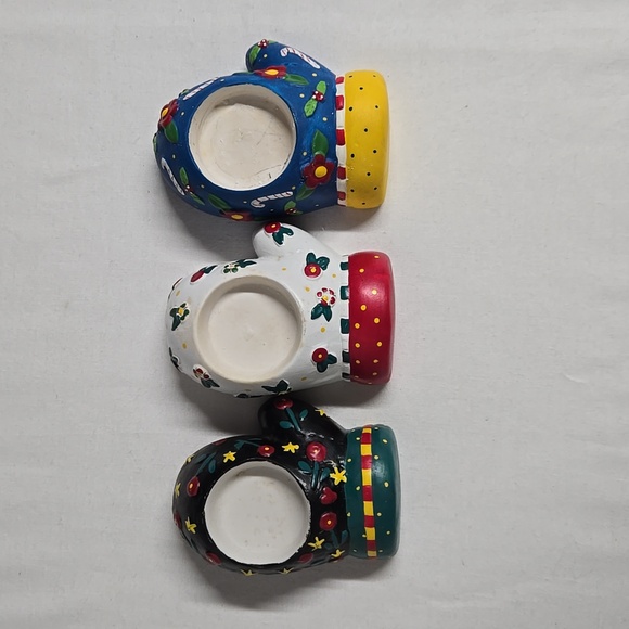 3 Vintage Mary Engelbreit ME Tea Light Candle Holders Christmas Mittens Decor - Picture 3 of 16